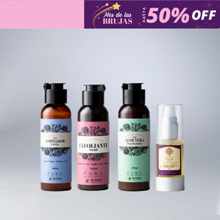 Pack Manchas: Gel Limpiador Facial + Exfoliante + Gel Aloe Vera + Aceite Argán