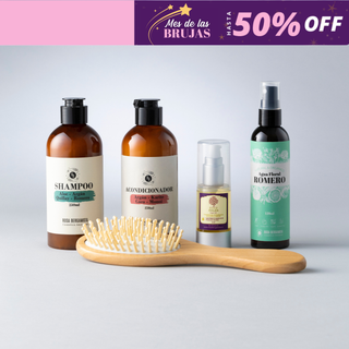 Pack Anticaída: Shampoo + Acondicionador + Aceite de Argán + Agua de Romero + Cepillo de madera de REGALO