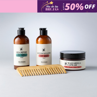 Pack Capilar: Shampoo + Acondicionador + Mascarilla Capilar + Peineta o Cepillo de madera de REGALO