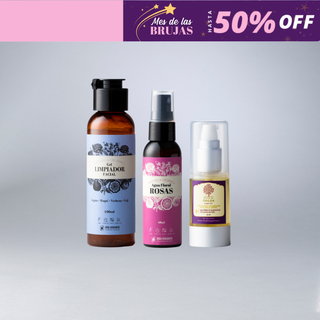 Pack Rutina Facial Básica: Gel Limpiador + Agua de Rosas + Aceite de Argán