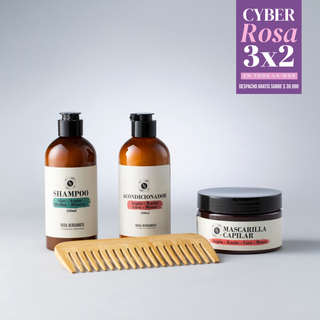 Pack Capilar: Shampoo + Acondicionador + Mascarilla Capilar + Peineta de madera de REGALO