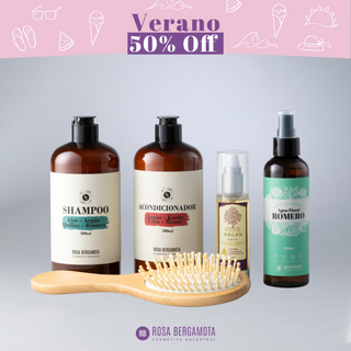 Pack Anticaída: Shampoo + Acondicionador + Aceite de Argán + Agua de Romero + Cepillo de madera de REGALO