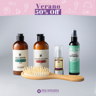 Pack Anticaída: Shampoo + Acondicionador + Aceite de Argán + Agua de Romero + Cepillo de madera de REGALO