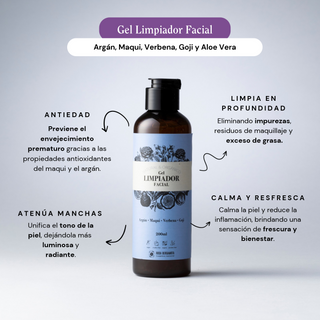 Gel Limpiador Facial Argán Maqui Verbena Goji