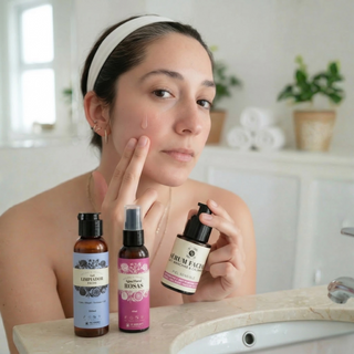 Rutina Piel Sensible: Gel Limpiador 100ml + Agua de Rosas 60ml + Serum Antimanchas y Calmante