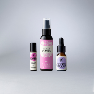 Pack Dulces Sueños: Agua Floral de Jazmín + Roll on Jazmín + Aceite Esencial de Lavanda