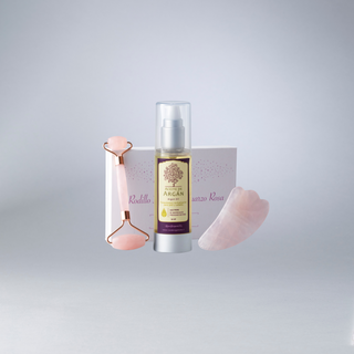 Pack Rodillo facial + Gua - Sha + Aceite de Argán 100% puro