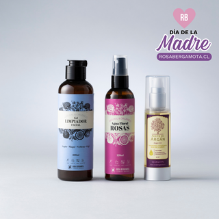 Pack Rutina Facial Básica: Gel Limpiador + Agua de Rosas + Aceite de Argán