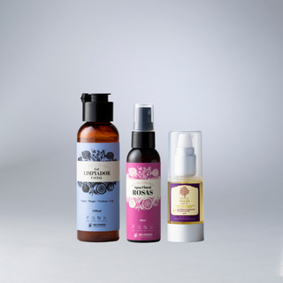 Pack Rutina Facial Básica: Gel Limpiador + Agua de Rosas + Aceite de Argán