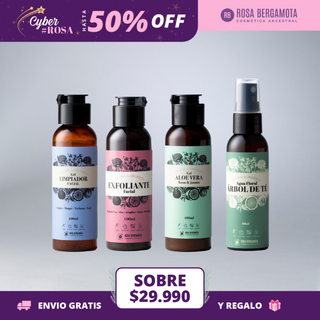 Pack Acné y Piel Grasa: Gel Limpiador + Exfoliante + Gel Aloe Vera + Agua de Árbol del Té de REGALO